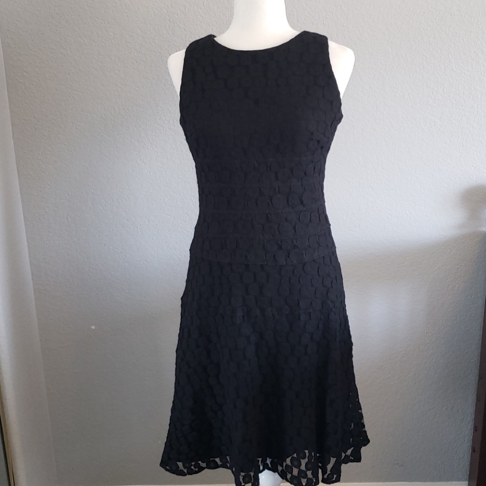 Anne Klein Classy Black Animal Print Lace Overlay Dress Size 4 - Picture 2 of 8